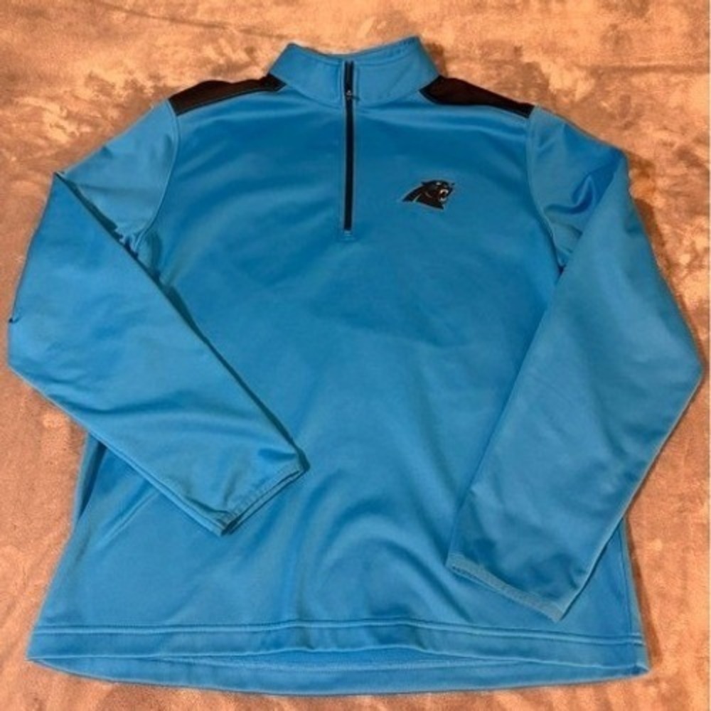 Carolina Panthers Pullover Mens L Blue NFL Football 1/4 Zip NFL Team Apparel EUC - Picture 1 of 8